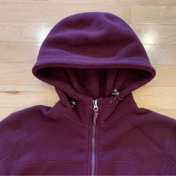Lands End women’s size small 6-8 merlot purple fleece jacket hooded cozy coat - Picture 2 of 10